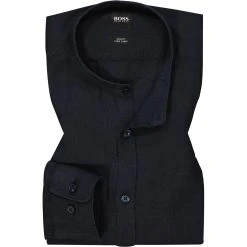 BOSS Hemd Rolfo 50456278/402 Slim Fit, Reines Leinen, Dunkelblau