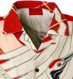 HUGO Hemd Efab 50449723/239 Kurzarmhemd, Straight Fit, Viskose, Multicolor gemustert, Multicolor -hemdenverkauf 370838 norm2