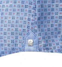 Pierre Cardin Hemd 53915/000/27577/9001 Kurzarmhemd, Modern Fit, Baumwolle, Hellblau-rot gemustert, Blau -hemdenverkauf 371009 norm3