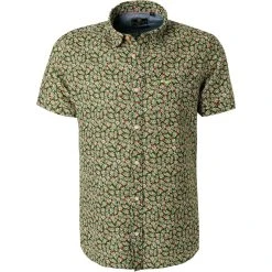 N.Z.A. Hemd 21DN542S/1750 Kurzarmhemd, Leinen, Grün gemustert, Grün