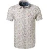 N.Z.A. Hemd 21DN541S/1888 Kurzarmhemd, Leinen, Multicolor gemustert, Weiß