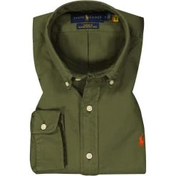 Polo Ralph Lauren Hemd 710795235/009 Custom Fit, Twill, Olivgrün, Militärgrün