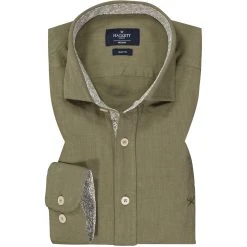 HACKETT Hemd HM308837/728 Slim Fit, Twill, Olivgrün meliert, Oliv
