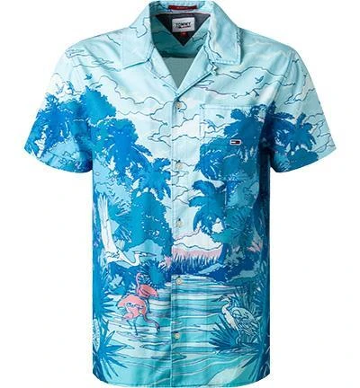 TOMMY JEANS Hemd DM0DM10881/0GY Kurzarmhemd, Classic Fit, Baumwolle, Hellblau gemustert, Hellblau 2 TOMMY JEANS Hemd DM0DM10881/0GY Kurzarmhemd, Classic Fit, Baumwolle, Hellblau gemustert, Hellblau – Bild 2