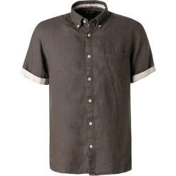 Marc O'Polo Hemd 136 7428 41028/987 Kurzarmhemd, Regular Fit, Reines Leinen, Grau