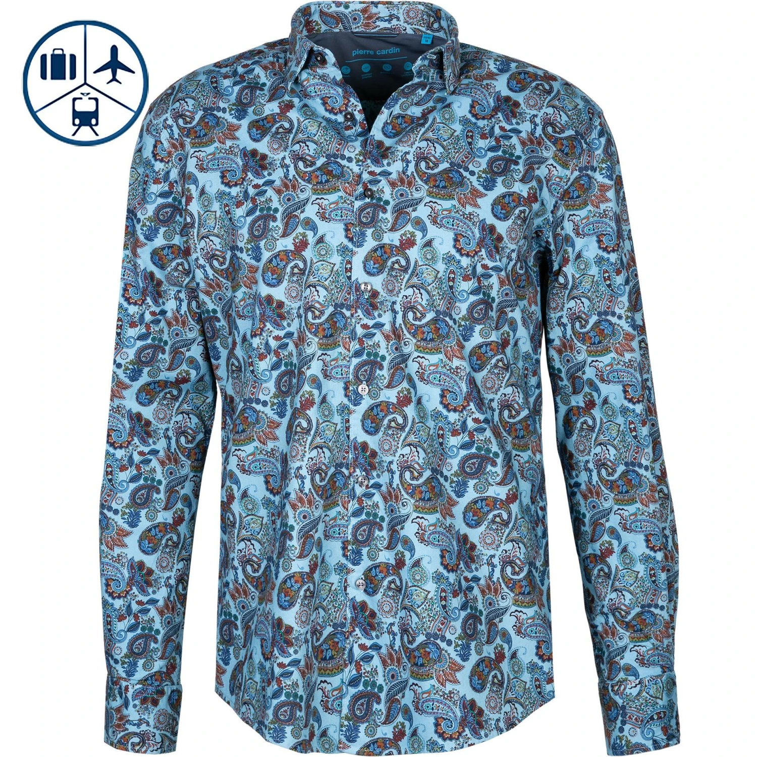 Pierre Cardin Hemd 05891/000/27733/9051 Modern Fit, Baumwolle, Blau gemustert, Blau 1 Pierre Cardin Hemd 05891/000/27733/9051 Modern Fit, Baumwolle, Blau gemustert, Blau