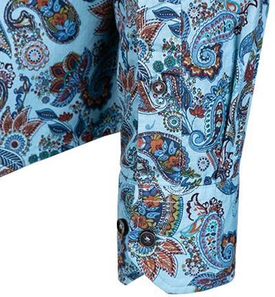 Pierre Cardin Hemd 05891/000/27733/9051 Modern Fit, Baumwolle, Blau gemustert, Blau 4 Pierre Cardin Hemd 05891/000/27733/9051 Modern Fit, Baumwolle, Blau gemustert, Blau – Bild 4