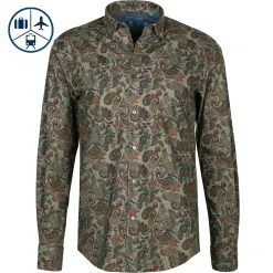 Pierre Cardin Hemd 05891/000/27733/9064 Modern Fit, Baumwolle, Khaki gemustert, Khaki