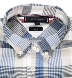 Tommy Hilfiger Hemd MW0MW19044/0LZ Slim Fit, Baumwolle, Grau-blau kariert, Grau-blau -hemdenverkauf 372378 norm2