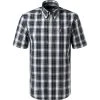 Fred Perry Hemd M1674/738 Kurzarmhemd, Baumwolle, Nachtblau kariert, Nachtblau