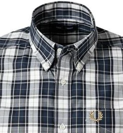 Fred Perry Hemd M1674/738 Kurzarmhemd, Baumwolle, Nachtblau kariert, Nachtblau -hemdenverkauf 373020 norm2