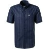 Fred Perry Hemd M1675/608 Kurzarmhemd, Baumwolle-Leinen, Navy gestreift, Navy