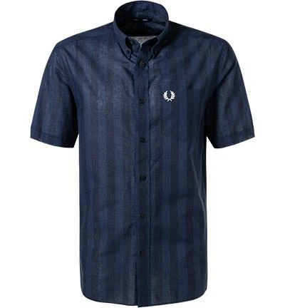 Fred Perry Hemd M1675/608 Kurzarmhemd, Baumwolle-Leinen, Navy gestreift, Navy 2 Fred Perry Hemd M1675/608 Kurzarmhemd, Baumwolle-Leinen, Navy gestreift, Navy – Bild 2