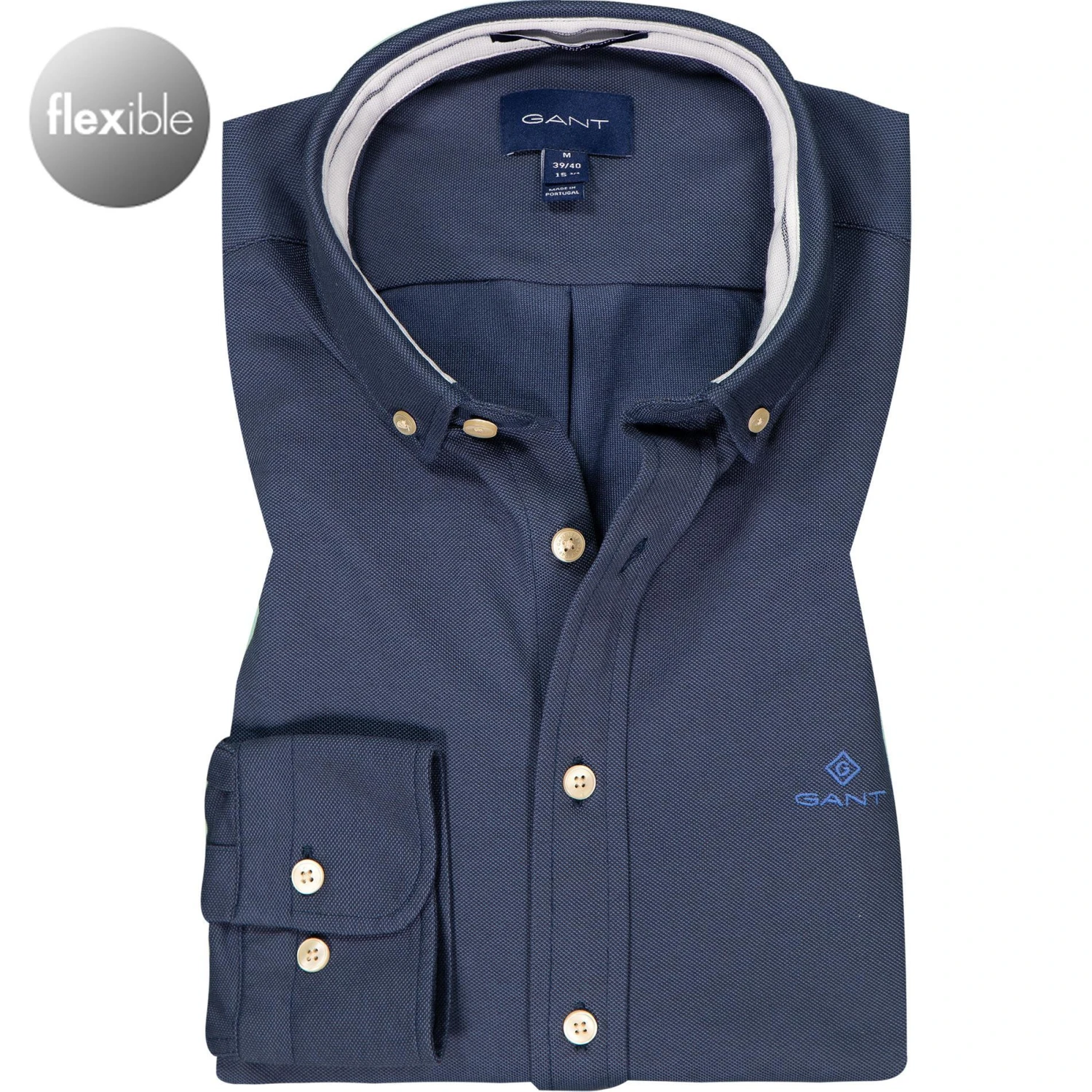 Gant Hemd 3002560/410 Regular Fit, Piqué, Marine 1 Gant Hemd 3002560/410 Regular Fit, Piqué, Marine