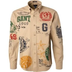 Gant Hemd 3011894/248 Baumwolle Print am Rücken, Dunkelkhaki