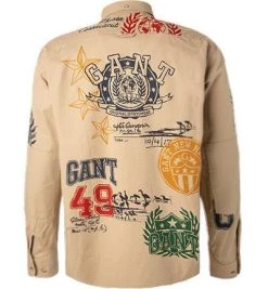 Gant Hemd 3011894/248 Baumwolle Print am Rücken, Dunkelkhaki -hemdenverkauf 373104 norm3