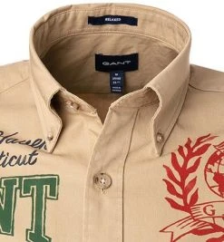 Gant Hemd 3011894/248 Baumwolle Print am Rücken, Dunkelkhaki -hemdenverkauf 373104 norm5