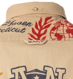 Gant Hemd 3011894/248 Baumwolle Print am Rücken, Dunkelkhaki -hemdenverkauf 373104 norm7