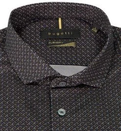 bugatti Hemd 9980/88601/290 Jersey, Schwarz gemustert, Schwarz-gelb -hemdenverkauf 373160 norm2