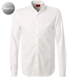 HUGO Hemd Erriko 50462326/199 Extra Slim Fit, Jersey, Extra langer Arm, Weiß