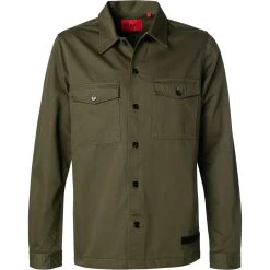HUGO Overshirt Enalu 50459637/304 Baumwolle, Olivgrün, Dunkelgrün