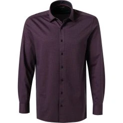 OLYMP Luxor Modern Fit 1228/84/34 Hemd, Jersey geruchshemmend, Blau-rost gemustert, Rost