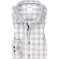 OLYMP Luxor Comfort Fit 1074/84/28 Hemd, Baumwolle, Braun-blau kariert, Braun