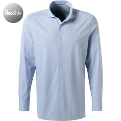 OLYMP Luxor Modern Fit 1210/84/11 Hemd, Jersey geruchshemmend, Bleu meliert, Bleu