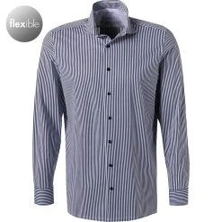 OLYMP Luxor Modern Fit 1232/84/18 Hemd, Jersey geruchshemmend, Marineblau gestreift, Marine