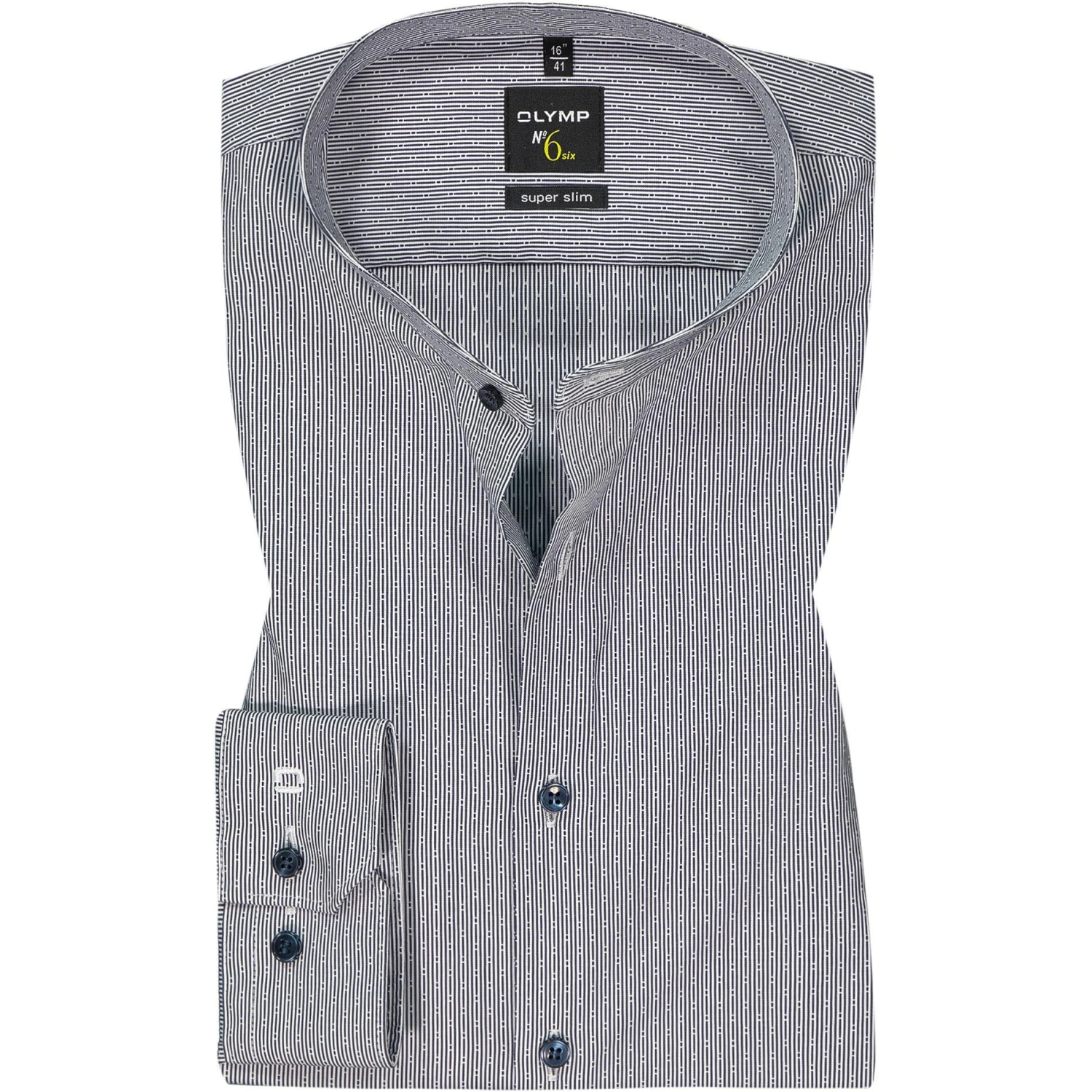 OLYMP No. Six Super Slim 2582/84/18 Hemd, Baumwolle, Marineblau gestreift, Marine 1 OLYMP No. Six Super Slim 2582/84/18 Hemd, Baumwolle, Marineblau gestreift, Marine