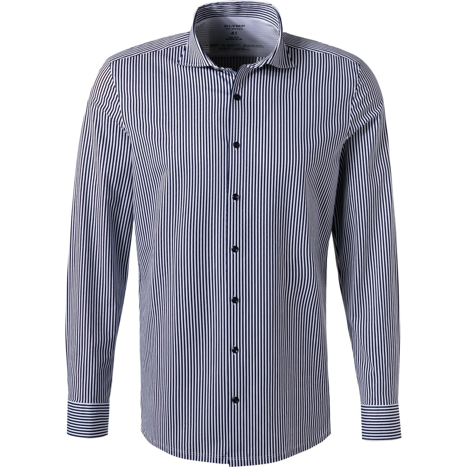 OLYMP No. Six Super Slim 2524/84/18 Hemd, Super Slim Fit, Jersey geruchshemmend, Marine-weiß gestreift, Marine 1 OLYMP No. Six Super Slim 2524/84/18 Hemd, Super Slim Fit, Jersey geruchshemmend, Marine-weiß gestreift, Marine
