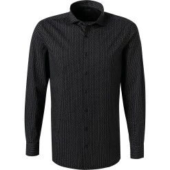 OLYMP No. Six Super Slim 2516/84/68 Hemd, Super Slim Fit, Jersey geruchshemmend, Schwarz gemustert, Schwarz