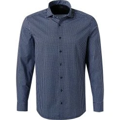 OLYMP Level Five Body Fit 2018/84/18 Hemd, Jersey geruchshemmend, Marine gemustert, Marine