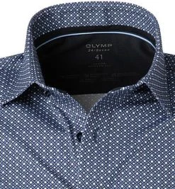 OLYMP Luxor Modern Fit 1234/84/18 Hemd, Jersey, Marine gemustert, Marine -hemdenverkauf 373760 norm2