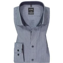 OLYMP Luxor Moder Fit 1318/84/18 Hemd, Modern Fit, Baumwolle, Marine kariert, Marine