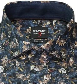 OLYMP Level Five Body Fit 69EL 2092/89/18 Hemd, Baumwolle, Extra langer Arm, Marine gemustert, Marine -hemdenverkauf 373777 norm2