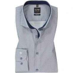 OLYMP Level Five Body Fit 69EL 2098/89/28 Hemd, Baumwolle, Extra langer Arm, Blau-braun gemustert, Braun