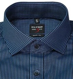 OLYMP Level Five Body Fit 69EL 2084/89/18 Hemd, Baumwolle, Extra langer Arm, Marine gemustert, Marine -hemdenverkauf 373779 norm2
