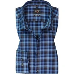 OLYMP Level Five Body Fit 2088/84/11 Hemd, Baumwolle, Blau kariert , Bleu