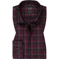 OLYMP Level Five Body Fit 2088/84/86 Hemd, Baumwolle, Blau kariert , Granat