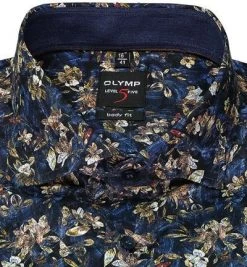 OLYMP Level Five Body Fit 2092/84/18 Hemd, Baumwolle, Marineblau gemustert, Marine -hemdenverkauf 373786 norm2