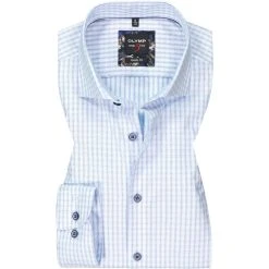 OLYMP Level Five Body Fit 2090/84/11 Hemd, Baumwolle, Bleu kariert, Bleu