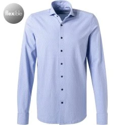 OLYMP Level Five Body Fit 2020/84/11 Hemd, Jersey, Hellblau gemustert, Bleu