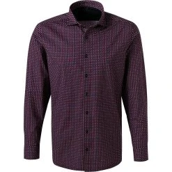 OLYMP Level Five Body Fit 2018/84/35 Hemd, Jersey geruchshemmend, Marine-rot gemustert, Rot