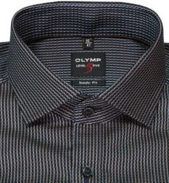 OLYMP Level Five Body Fit 69EL 2084/89/28 Hemd, Baumwolle, Extra langer Arm, Braun-blau gemustert, Braun -hemdenverkauf 373815 norm2