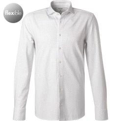OLYMP Luxor Modern Fit 1224/84/00 Hemd, Jersey geruchshemmend, Weiß-blau gemustert, Weiß