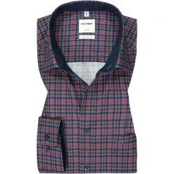 OLYMP Luxor Comfort Fit 1090/84/33 Hemd, Baumwolle, Ziegelrot-blau gemustert, Ziegelrot
