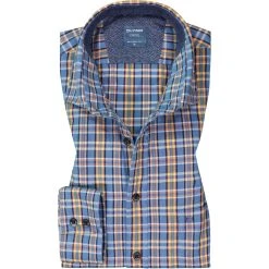 OLYMP Casual Modern Fit 4008/84/15 Hemd, Baumwolle, Blau kariert, Blau