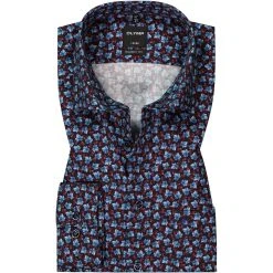 OLYMP Luxor Modern Fit 1227/64/86 Hemd, Baumwolle, Blau-rot gemustert, Granat