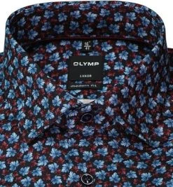 OLYMP Luxor Modern Fit 1227/64/86 Hemd, Baumwolle, Blau-rot gemustert, Granat -hemdenverkauf 373838 norm2